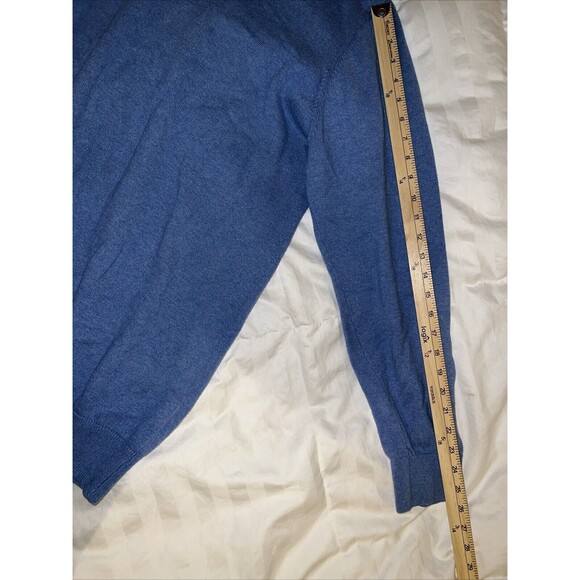 LL Bean V Neck Sweater Men's Cotton Cashmere Blend Long Sleeve Blue XL TALL - Picture 11 of 14